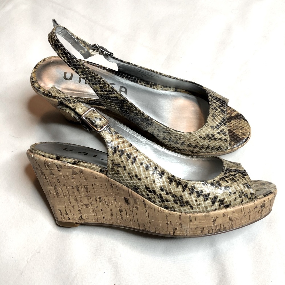 Unisa Snakeskin Print Wedge Open Toe Sandals - image 2